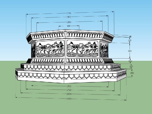 Kích thước tham khảo của mộ đá lục giác