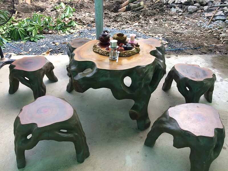 Mẫu bàn ghế đá mini giả gỗ bàn voi xinh xắn mới lạ