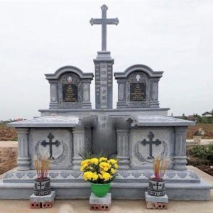 Mộ đá công giáo đôi đá xanh đen tại Ninh Bình S3746G747F8654