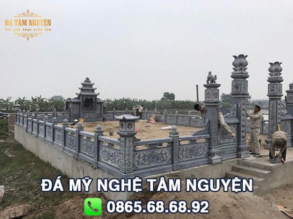 Lăng mộ đá xanh đen LMDD019 diện tích 16x10m ở Nghệ An