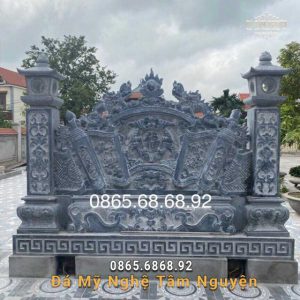 Cuốn thư đá nhà thờ họ S076A6028CA1A đá xanh đen