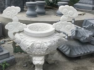 Lư hương đá trắng tai mây DTN-LH001 cho nhà thờ họ