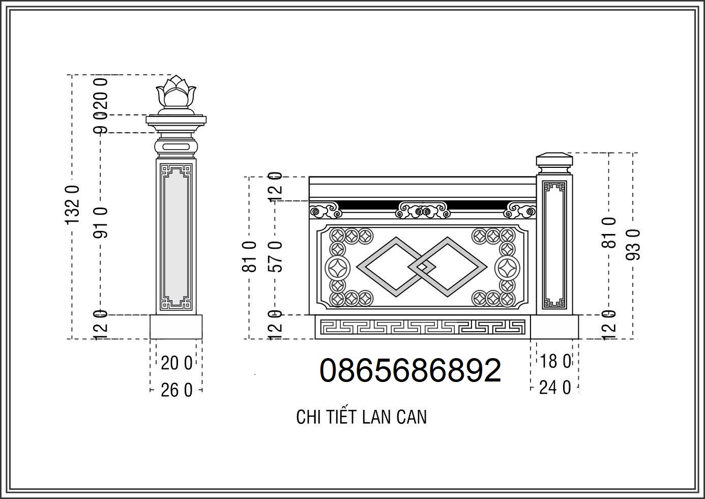 bản vẽ lan can đá